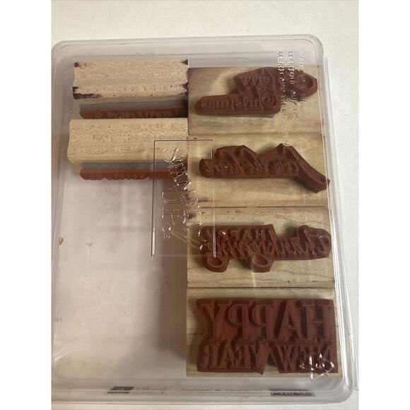 Stampin' Up HOLIDAYS & WISHES Wood Stamp Set of 6 Happy New Year Merry Christmas - Picture 3 of 4